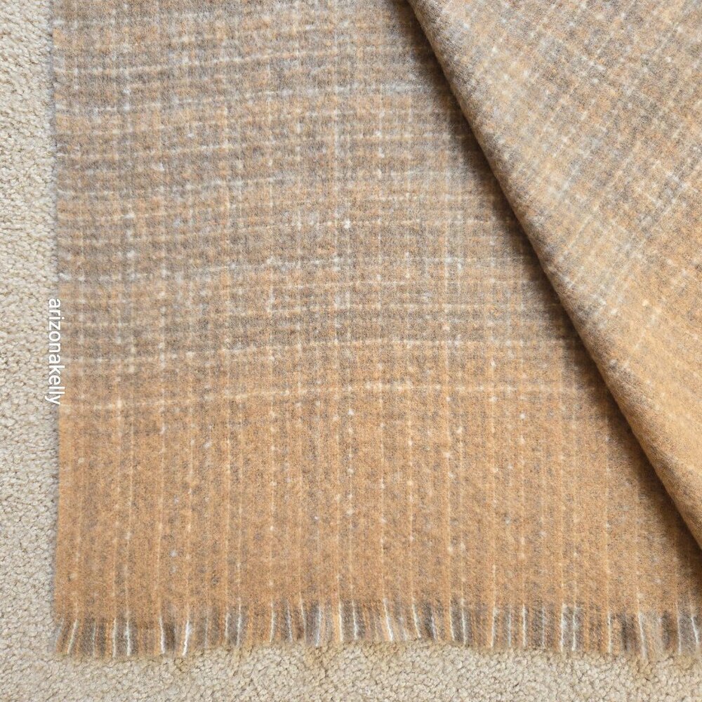 NWOT Wool Tweed Scarf Ralph Lauren Thick Tan - Picture 10 of 16